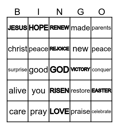 Sunday morning Bingo - He has risen Bingo Card