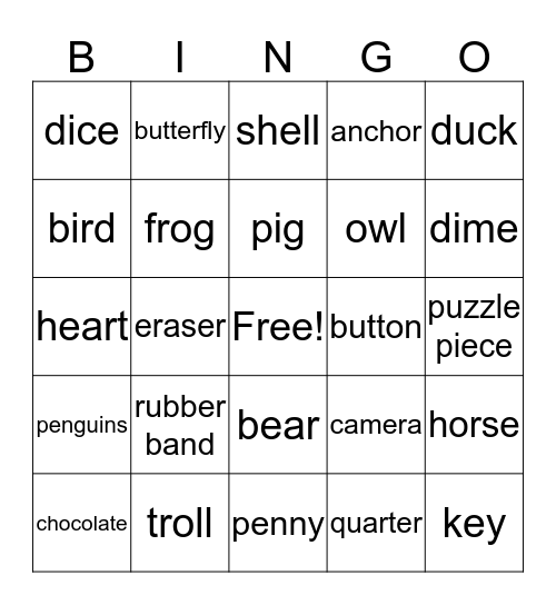 Easter Bingo Card