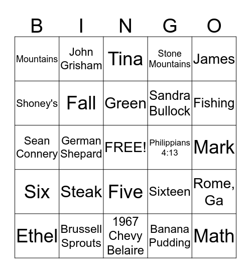 Dan's Party Bingo Card