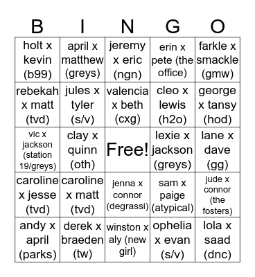 just some Good canon ships Bingo Card