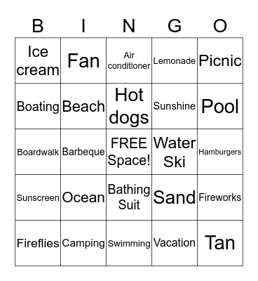 Summer Bingo Card