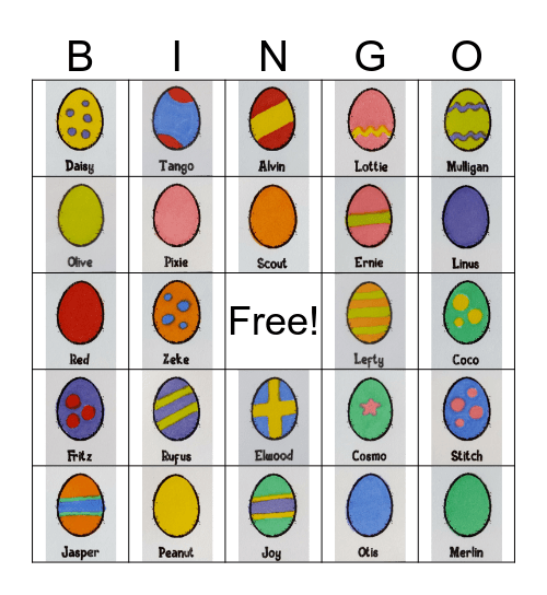 Easter Egg Bingo Card