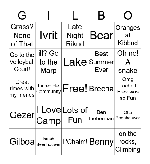 GilBingo Card