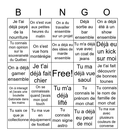 Le Bingo de Félix Bingo Card