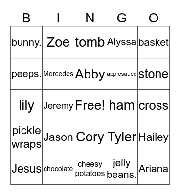 Easter Bingo Card