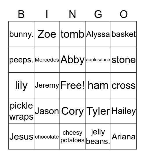 Easter Bingo Card