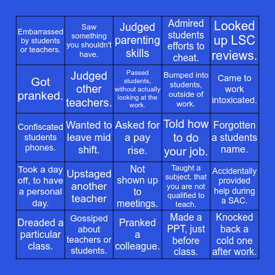 LSC TEACHERS BINGO Card