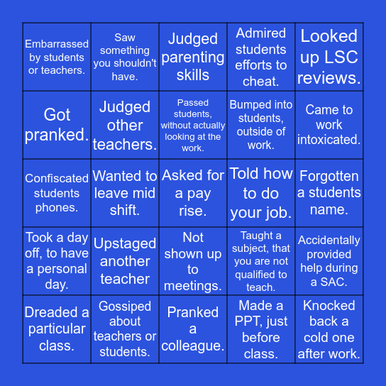 LSC TEACHERS BINGO Card