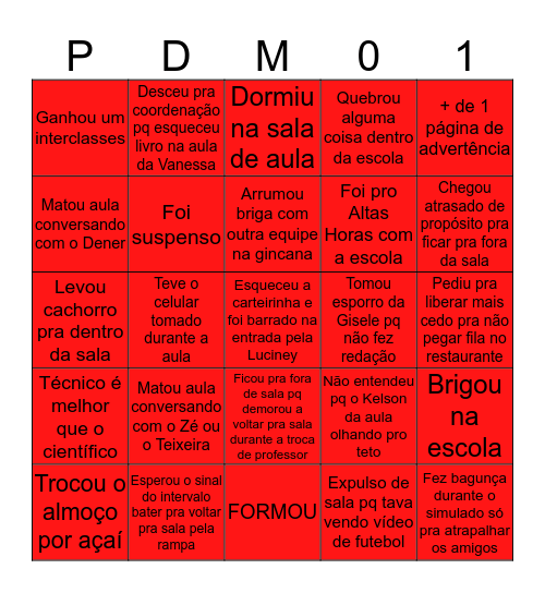 Bingo Pdm Bingo Card