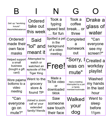 Spring Discovery Remote Work Bingo Card
