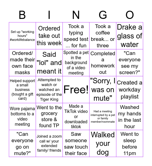 Spring Discovery Remote Work Bingo Card