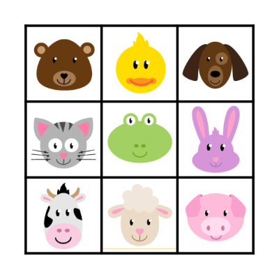 Animal Bingo Card