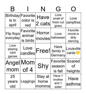 Krissy's bingo Card