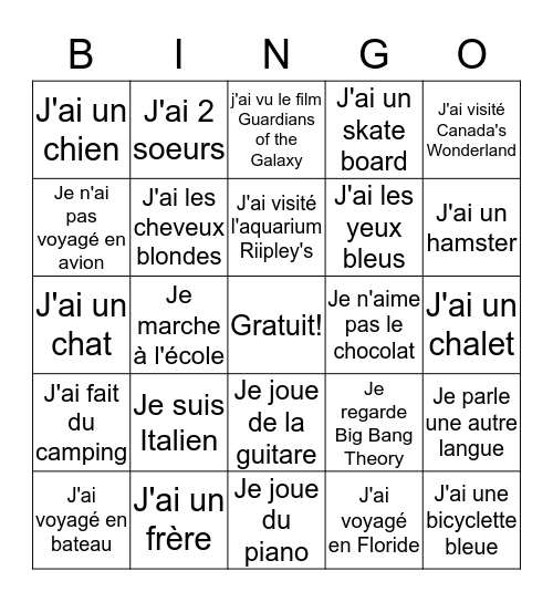 Sondage  Bingo Card