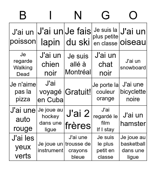 Sondage Bingo Card