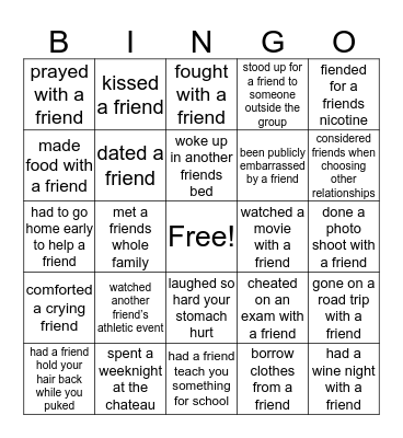 FRIENDSHIP BINGO Card