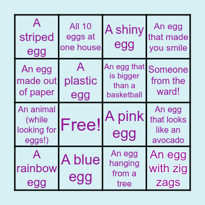 Ward Easter Egg Hunt Bingo Card