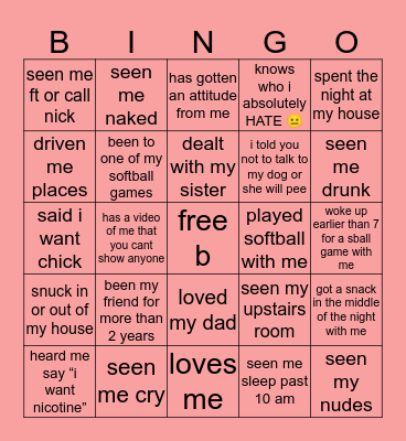 Maddie’s Bingo Card