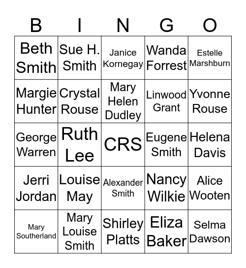 CRS Bingo Card