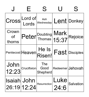 He Is Risen! Bingo Card