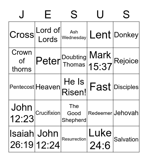 He Is Risen! Bingo Card