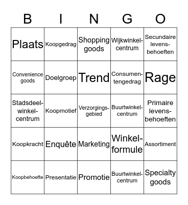 Thema VERKOPEN Bingo Card
