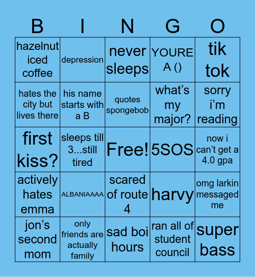 K  R  I  S  T  I  N  E Bingo Card