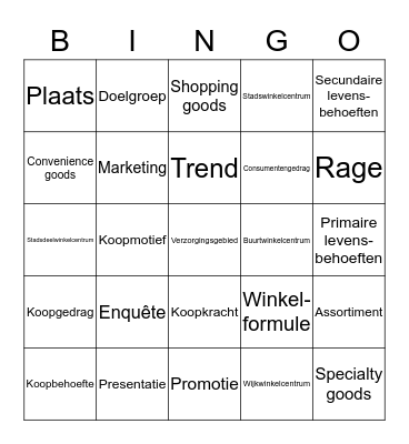 Thema VERKOPEN Bingo Card