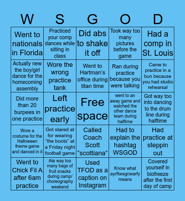 WSG Bingo Card
