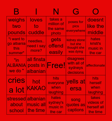 X H A N E L A Bingo Card