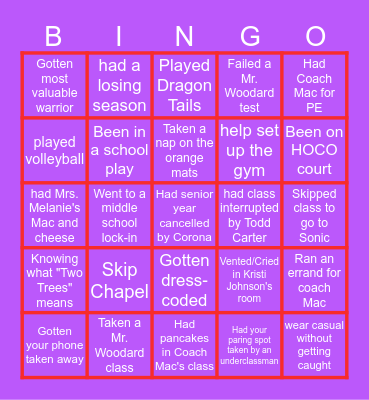 CCA Bingo Card