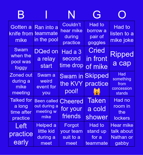 KVY BINGO! Bingo Card