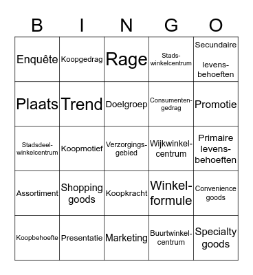 Thema VERKOPEN Bingo Card