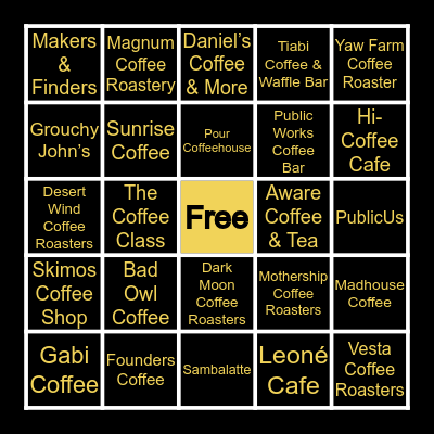 Vegas Coffee Bingo Card