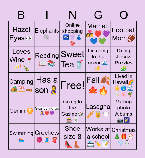 Jodi’s Bingo Game Bingo Card