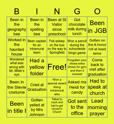 St Viator Bingo Card