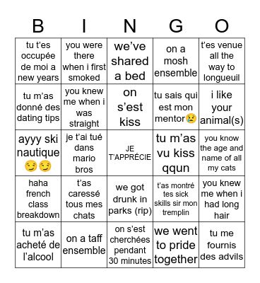 laetitia’s Bingo Card