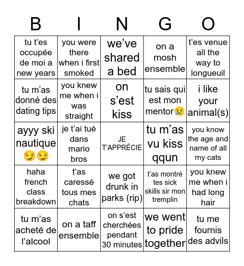 laetitia’s Bingo Card