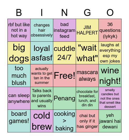 SHIVI Bingo Card