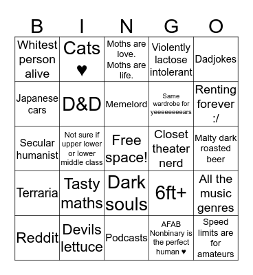 How Similar Are You to Ian? Bingo Card