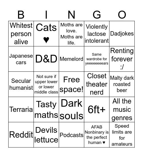 How Similar Are You to Ian? Bingo Card