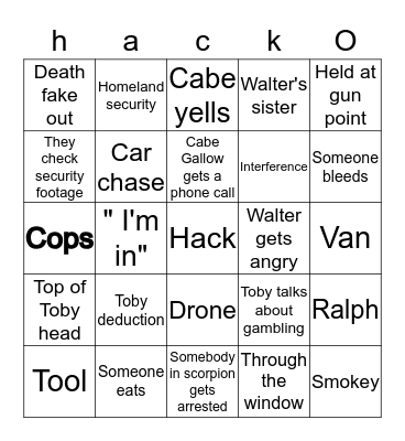 </scorpion> Bingo Card