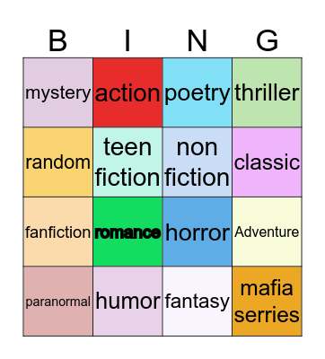 wattpad readers bingo! Bingo Card
