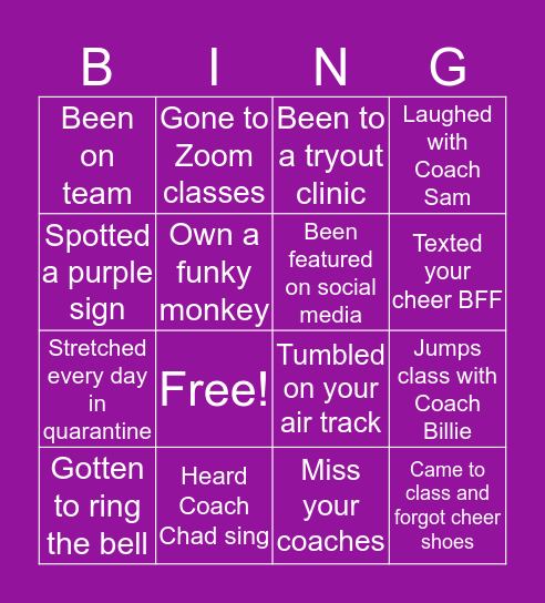 Sideline bingo Card
