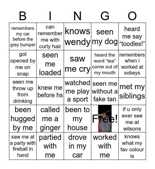 Nic’s Bingo Card
