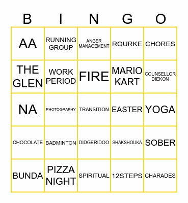 THE GLEN BINGO Card