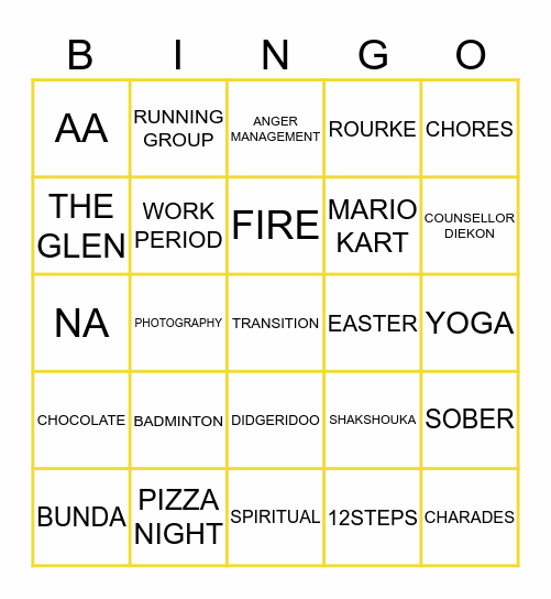 THE GLEN BINGO Card