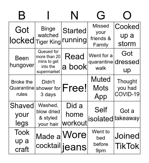 Mots Quarantine Bingo Card