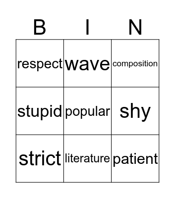 Popular Mr. Wu Bingo Card