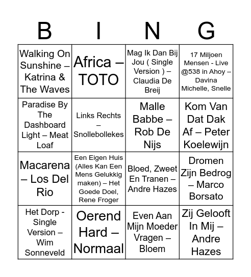 Ganzeboom paas muziek bingo Card